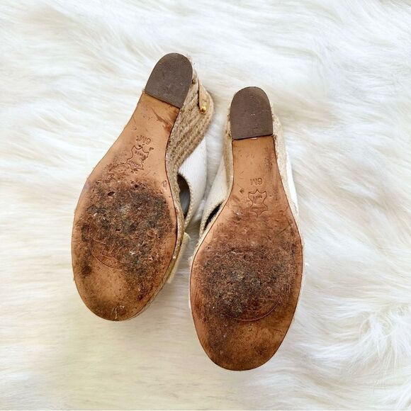 Tory Burch Kristin Wedge Canvas Espadrilles in Ivory Size 6 - Picture 9 of 9